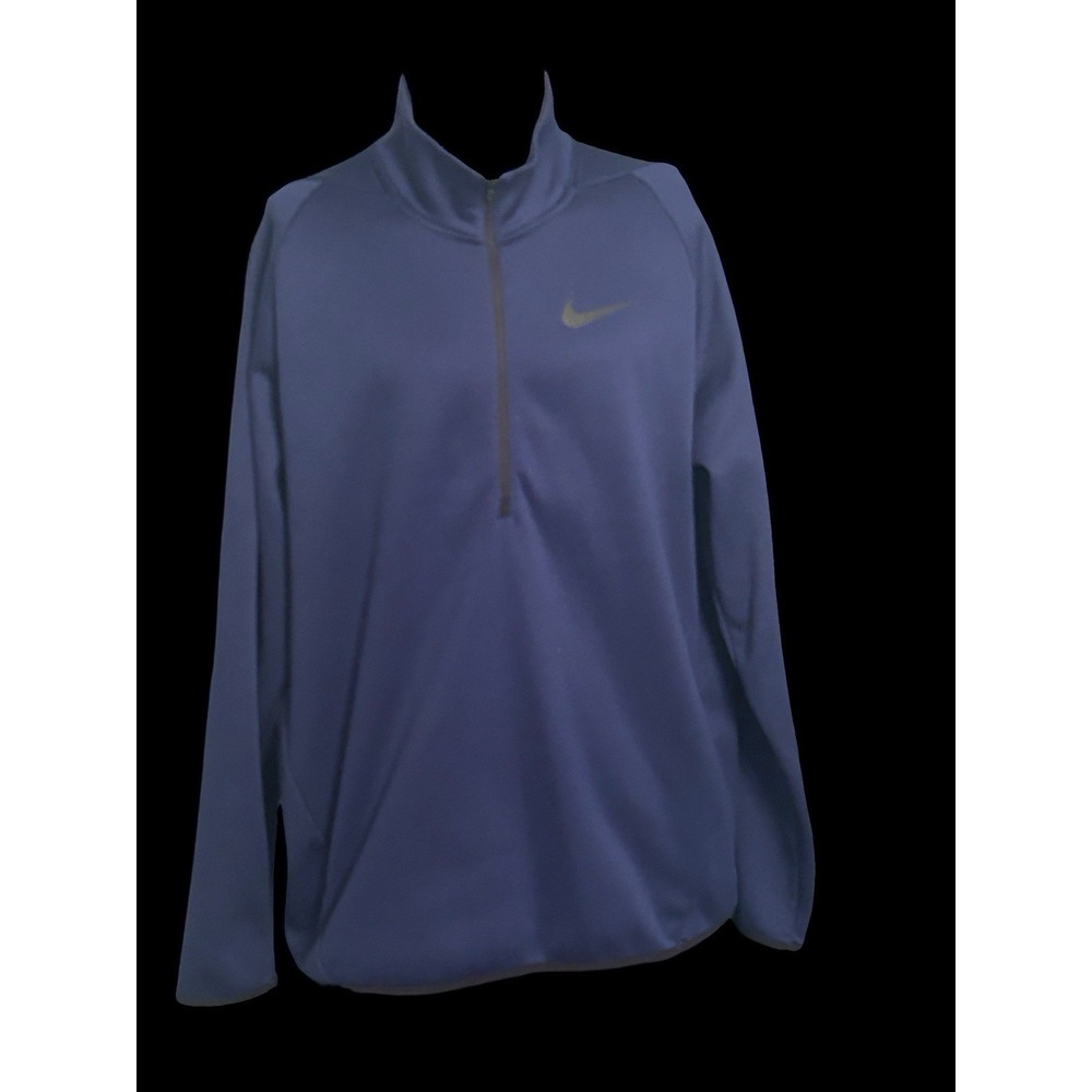 Nike Shirt Mens‎ Large 1/2 Zip Blue Dri-Fit Pullover With Swoosh